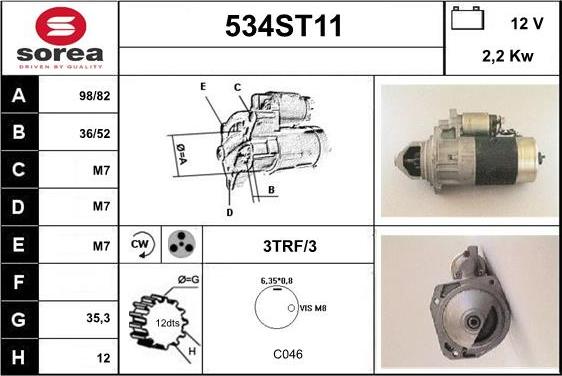 STARTCAR 534ST11 - Стартер autospares.lv