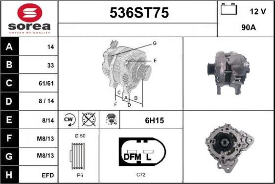 STARTCAR 536ST75 - Генератор autospares.lv