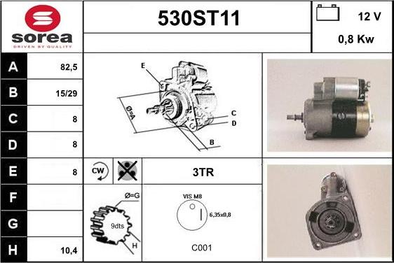 STARTCAR 530ST11 - Стартер autospares.lv