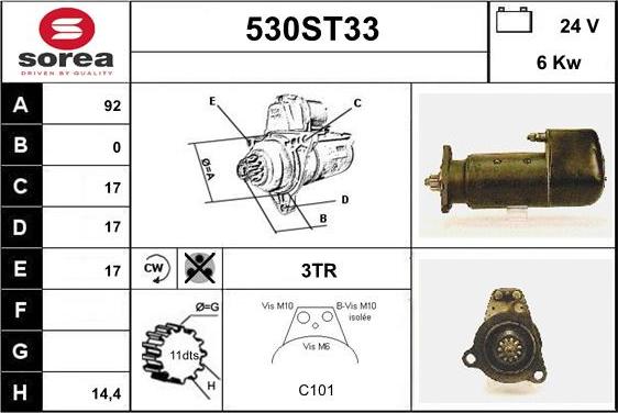 STARTCAR 530ST33 - Стартер autospares.lv