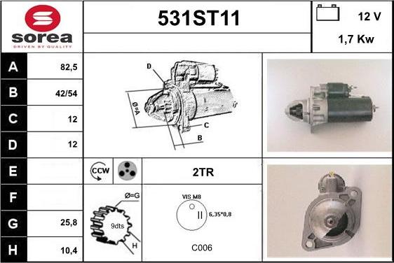 STARTCAR 531ST11 - Стартер autospares.lv