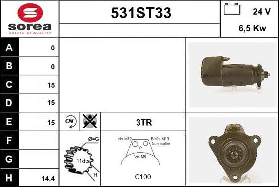 STARTCAR 531ST33 - Стартер autospares.lv