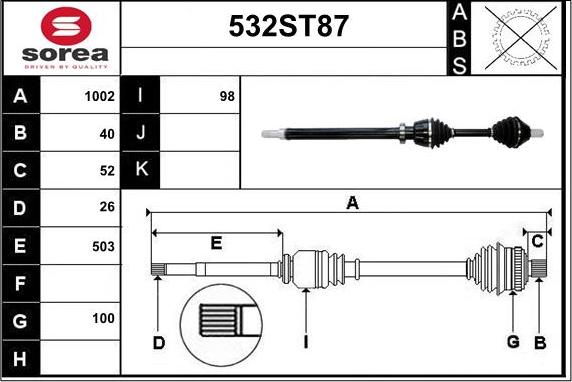 STARTCAR 532ST87 - Приводной вал autospares.lv