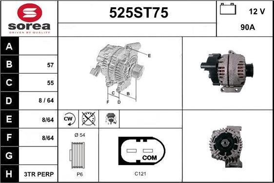 STARTCAR 525ST75 - Генератор autospares.lv