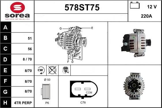 STARTCAR 578ST75 - Генератор autospares.lv