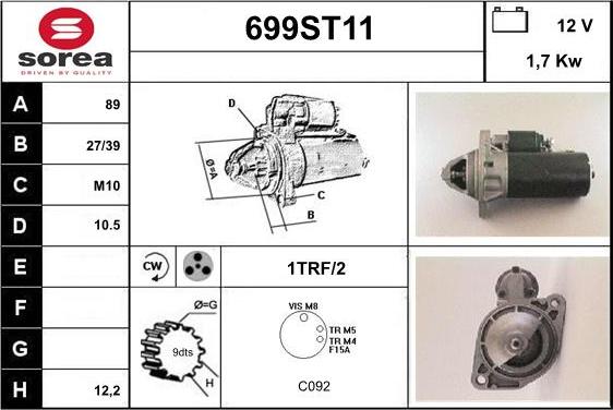 STARTCAR 699ST11 - Стартер autospares.lv