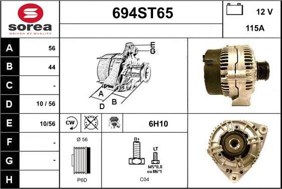 STARTCAR 694ST65 - Генератор autospares.lv