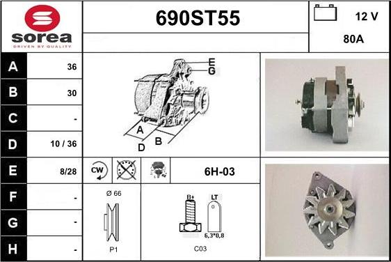 STARTCAR 690ST55 - Генератор autospares.lv