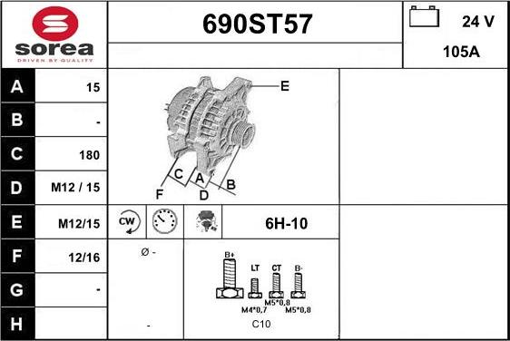 STARTCAR 690ST57 - Генератор autospares.lv