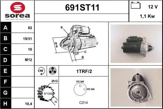 STARTCAR 691ST11 - Стартер autospares.lv