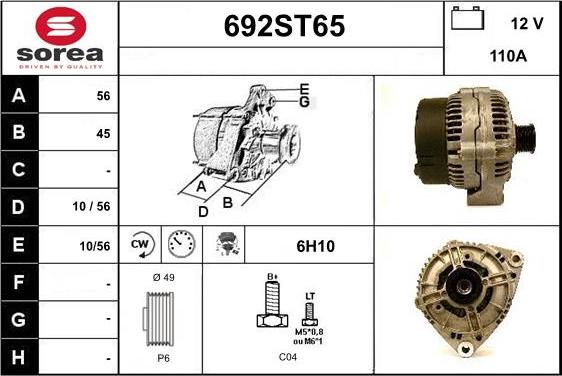 STARTCAR 692ST65 - Генератор autospares.lv