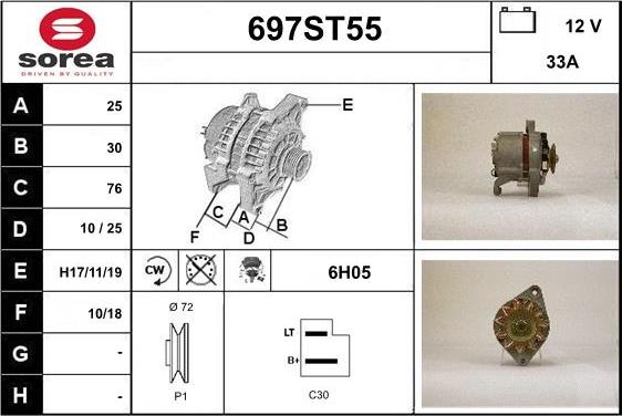 STARTCAR 697ST55 - Генератор autospares.lv