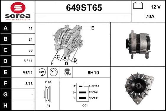 STARTCAR 649ST65 - Генератор autospares.lv