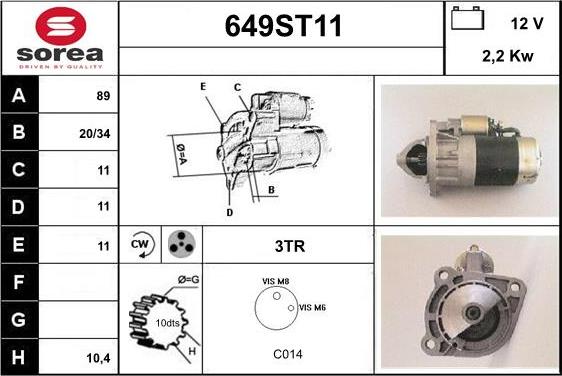 STARTCAR 649ST11 - Стартер autospares.lv