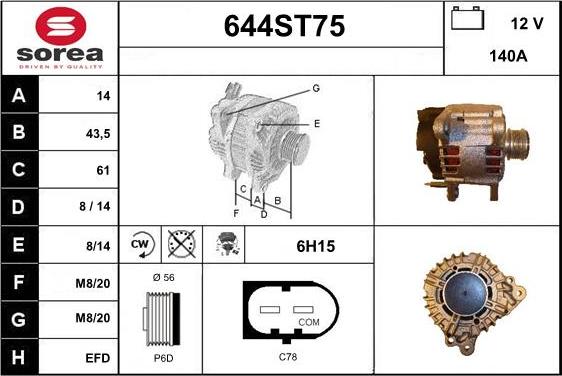 STARTCAR 644ST75 - Генератор autospares.lv