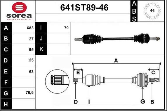 STARTCAR 641ST89-46 - Приводной вал autospares.lv