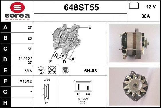 STARTCAR 648ST55 - Генератор autospares.lv