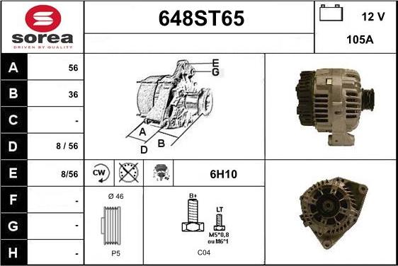STARTCAR 648ST65 - Генератор autospares.lv