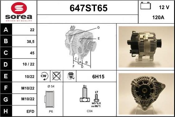 STARTCAR 647ST65 - Генератор autospares.lv