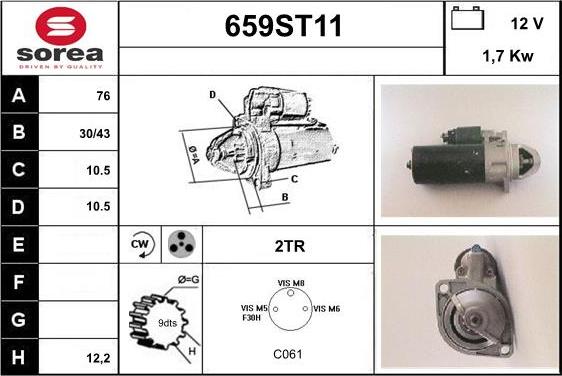 STARTCAR 659ST11 - Стартер autospares.lv