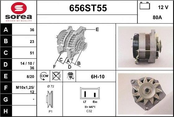 STARTCAR 656ST55 - Генератор autospares.lv