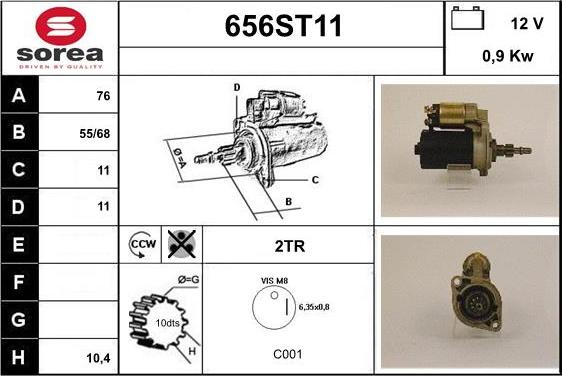 STARTCAR 656ST11 - Стартер autospares.lv