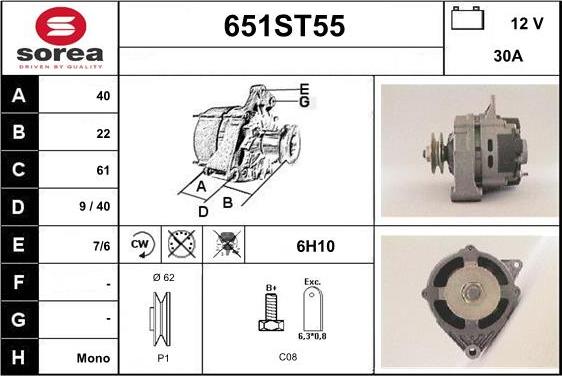 STARTCAR 651ST55 - Генератор autospares.lv