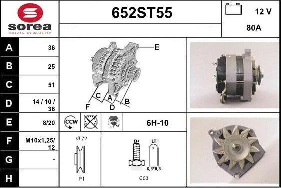 STARTCAR 652ST55 - Генератор autospares.lv