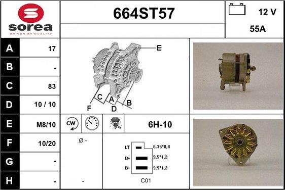 STARTCAR 664ST57 - Генератор autospares.lv