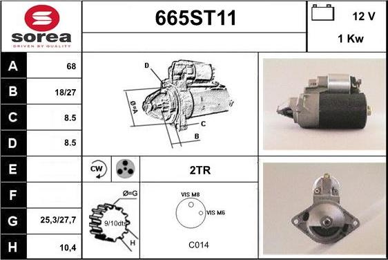 STARTCAR 665ST11 - Стартер autospares.lv