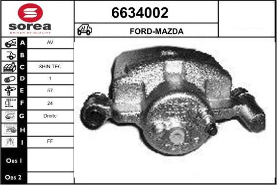 STARTCAR 6634002 - Тормозной суппорт autospares.lv