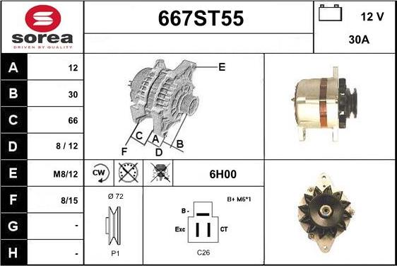 STARTCAR 667ST55 - Генератор autospares.lv