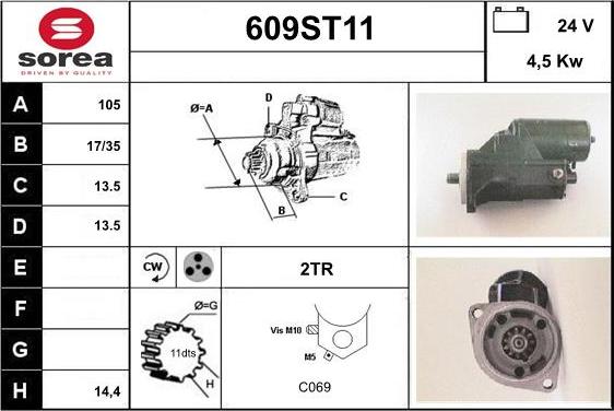 STARTCAR 609ST11 - Стартер autospares.lv