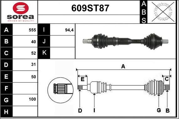 STARTCAR 609ST87 - Приводной вал autospares.lv