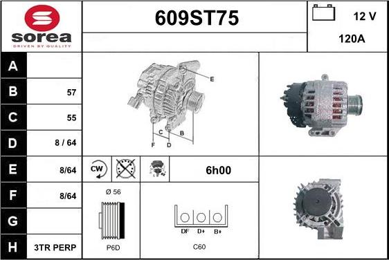 STARTCAR 609ST75 - Генератор autospares.lv