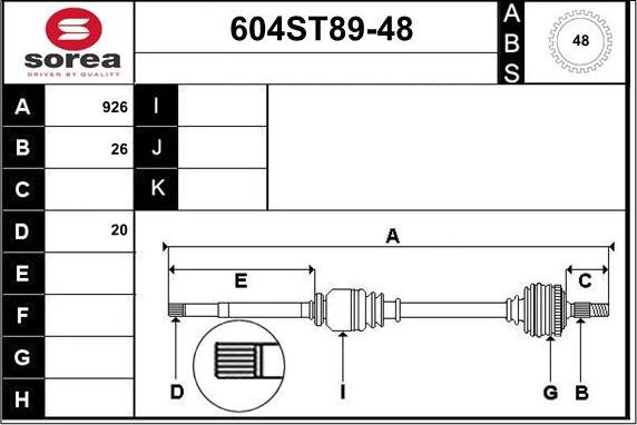 STARTCAR 604ST89-48 - Приводной вал autospares.lv