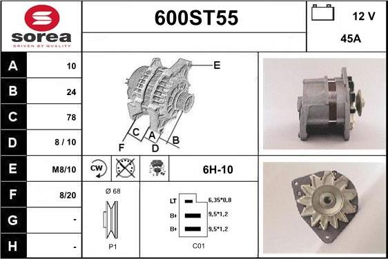 STARTCAR 600ST55 - Генератор autospares.lv