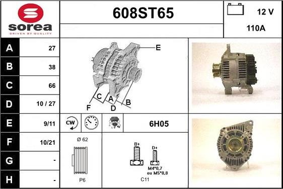 STARTCAR 608ST65 - Генератор autospares.lv