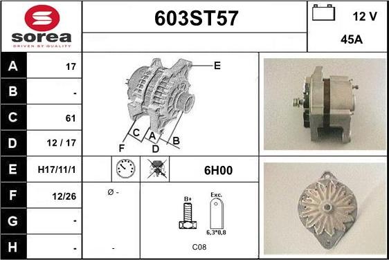 STARTCAR 603ST57 - Генератор autospares.lv