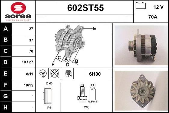 STARTCAR 602ST55 - Генератор autospares.lv