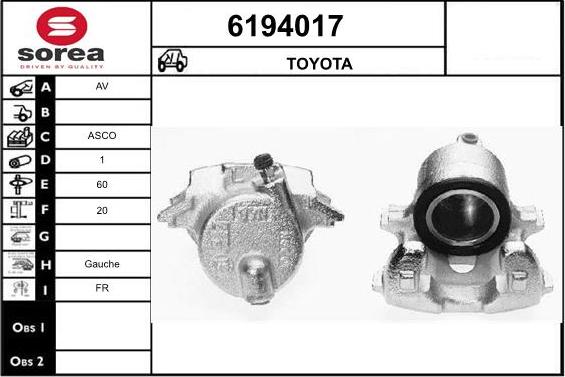 STARTCAR 6194017 - Тормозной суппорт autospares.lv