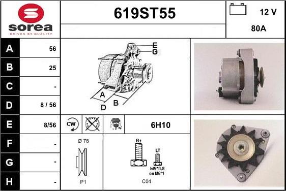 STARTCAR 619ST55 - Генератор autospares.lv