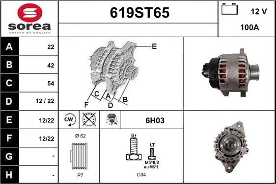 STARTCAR 619ST65 - Генератор autospares.lv