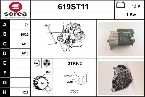 STARTCAR 619ST11 - Стартер autospares.lv