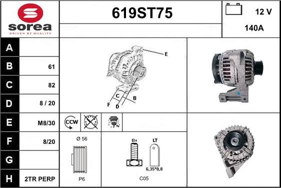 STARTCAR 619ST75 - Генератор autospares.lv