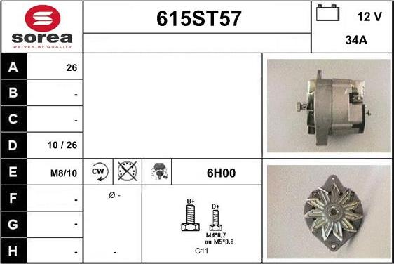 STARTCAR 615ST57 - Генератор autospares.lv