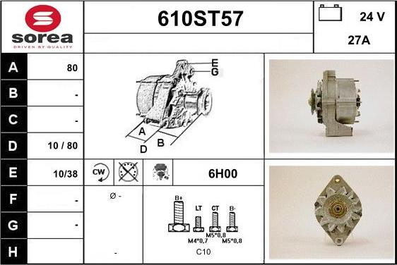 STARTCAR 610ST57 - Генератор autospares.lv