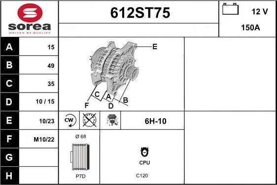 STARTCAR 612ST75 - Генератор autospares.lv