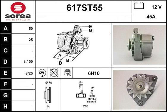 STARTCAR 617ST55 - Генератор autospares.lv