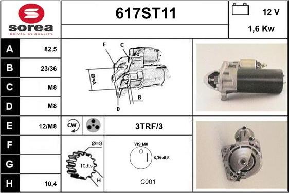 STARTCAR 617ST11 - Стартер autospares.lv